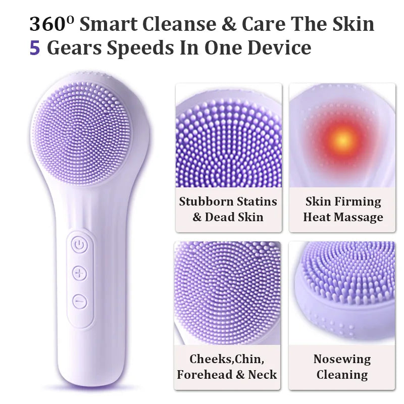 Sonic facial cleansing brush features